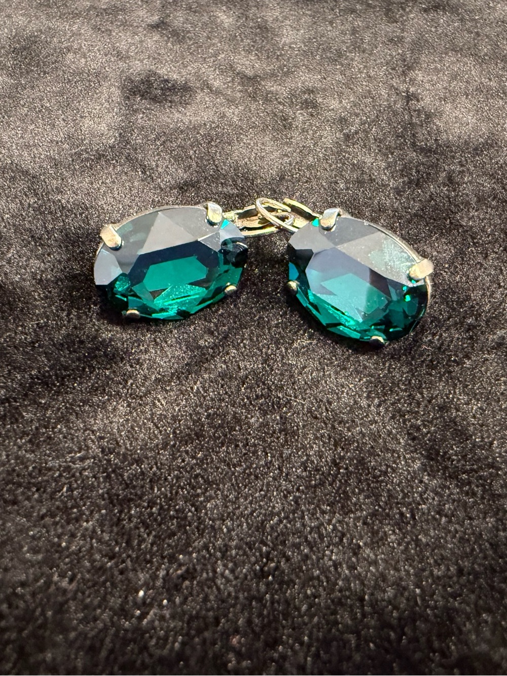 Sabika Emerald Green Oval Crystal Drop Earrings